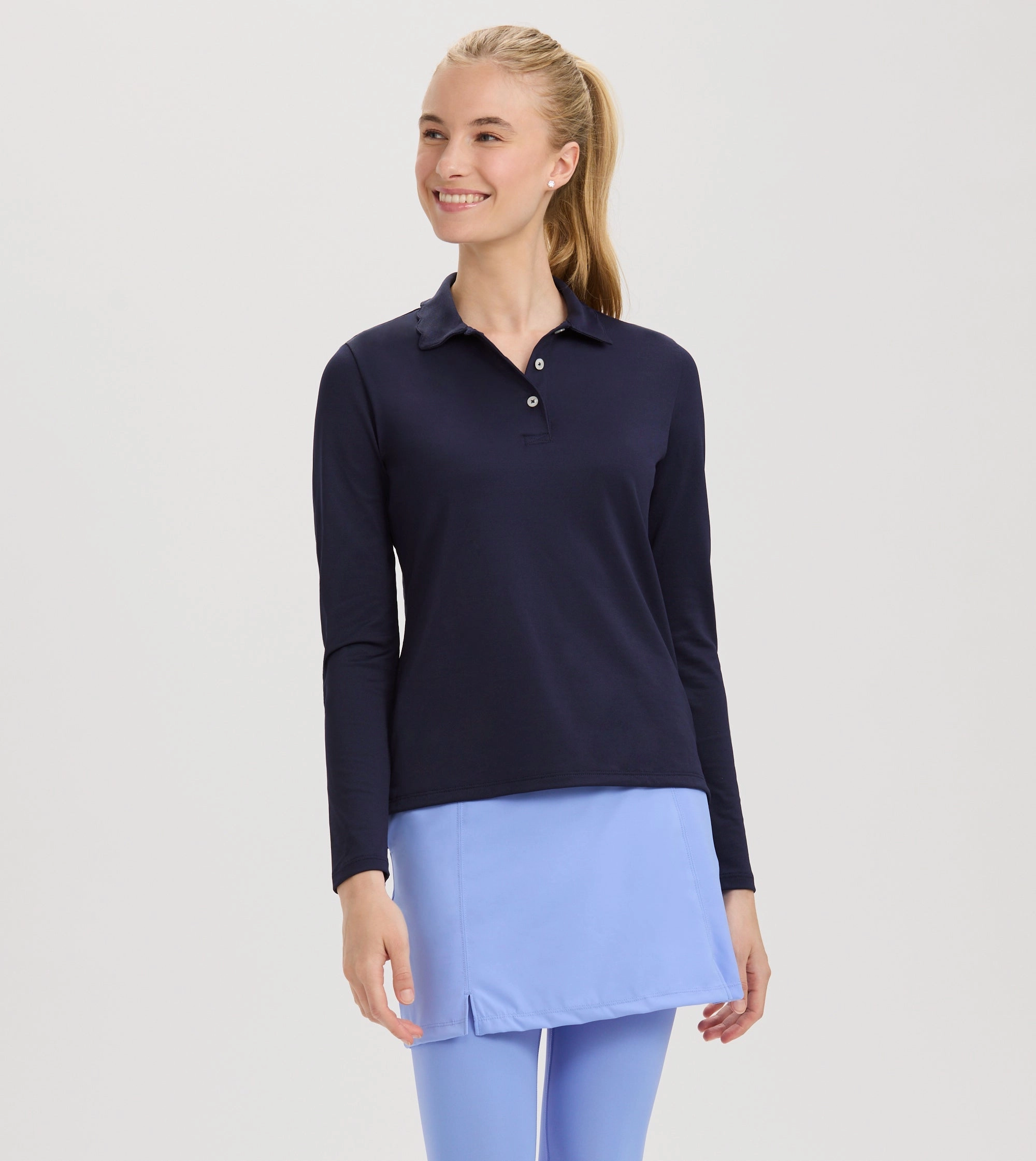 Renwick Scallop Collar Long Sleeve Polo