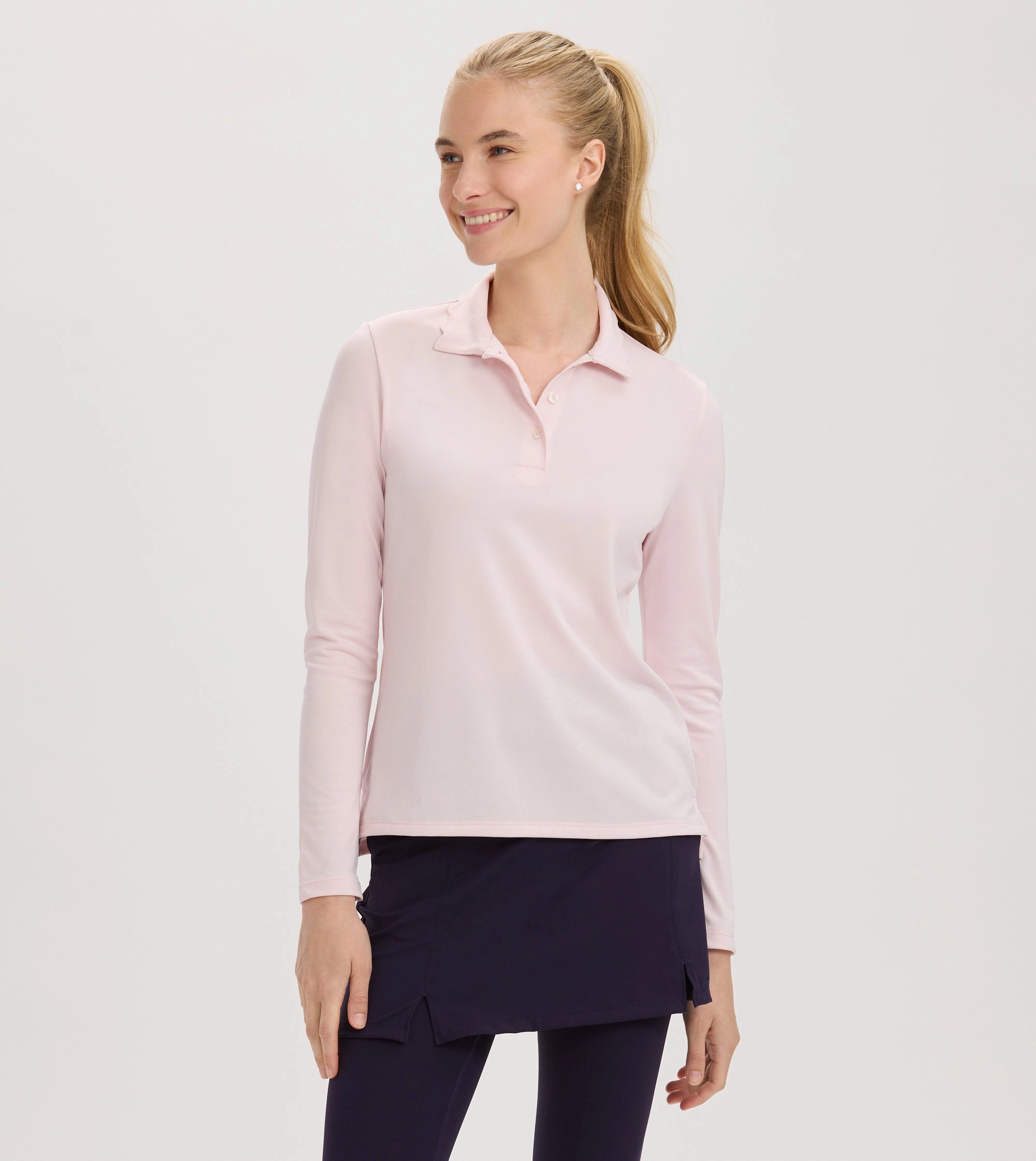 Renwick Scallop Collar Long Sleeve Polo