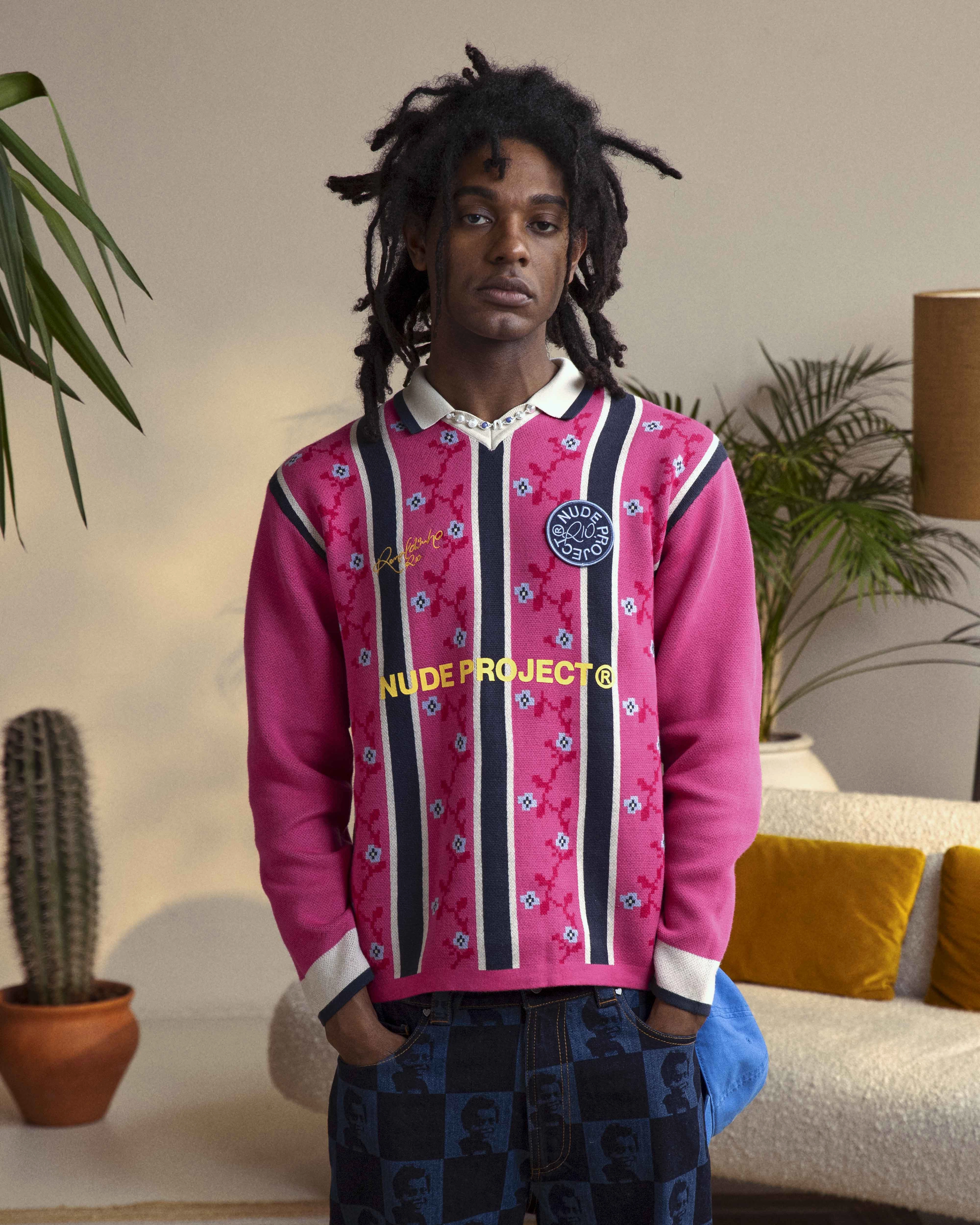 Rosel Football Polo Knit Pink