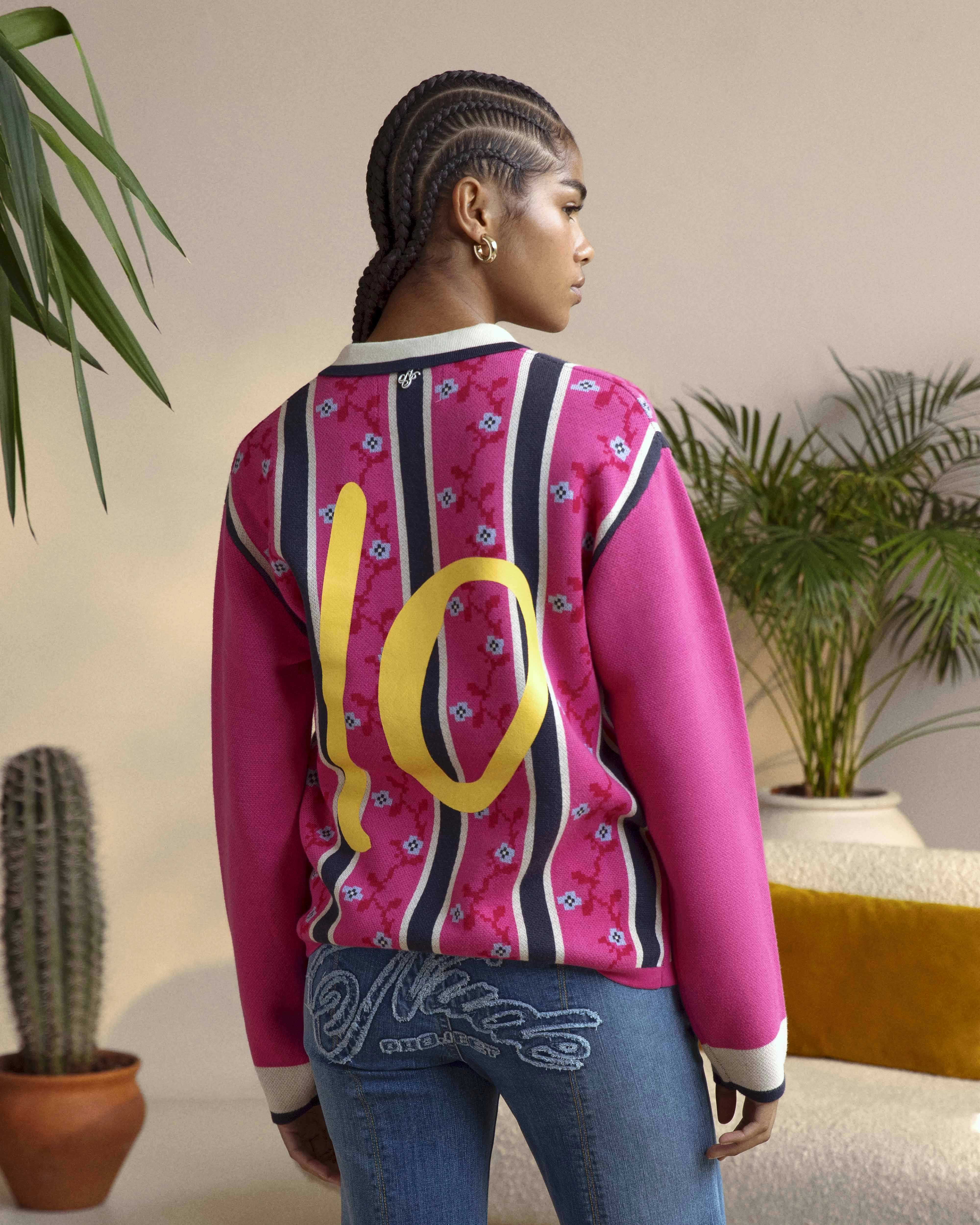 Rosel Football Polo Knit Pink