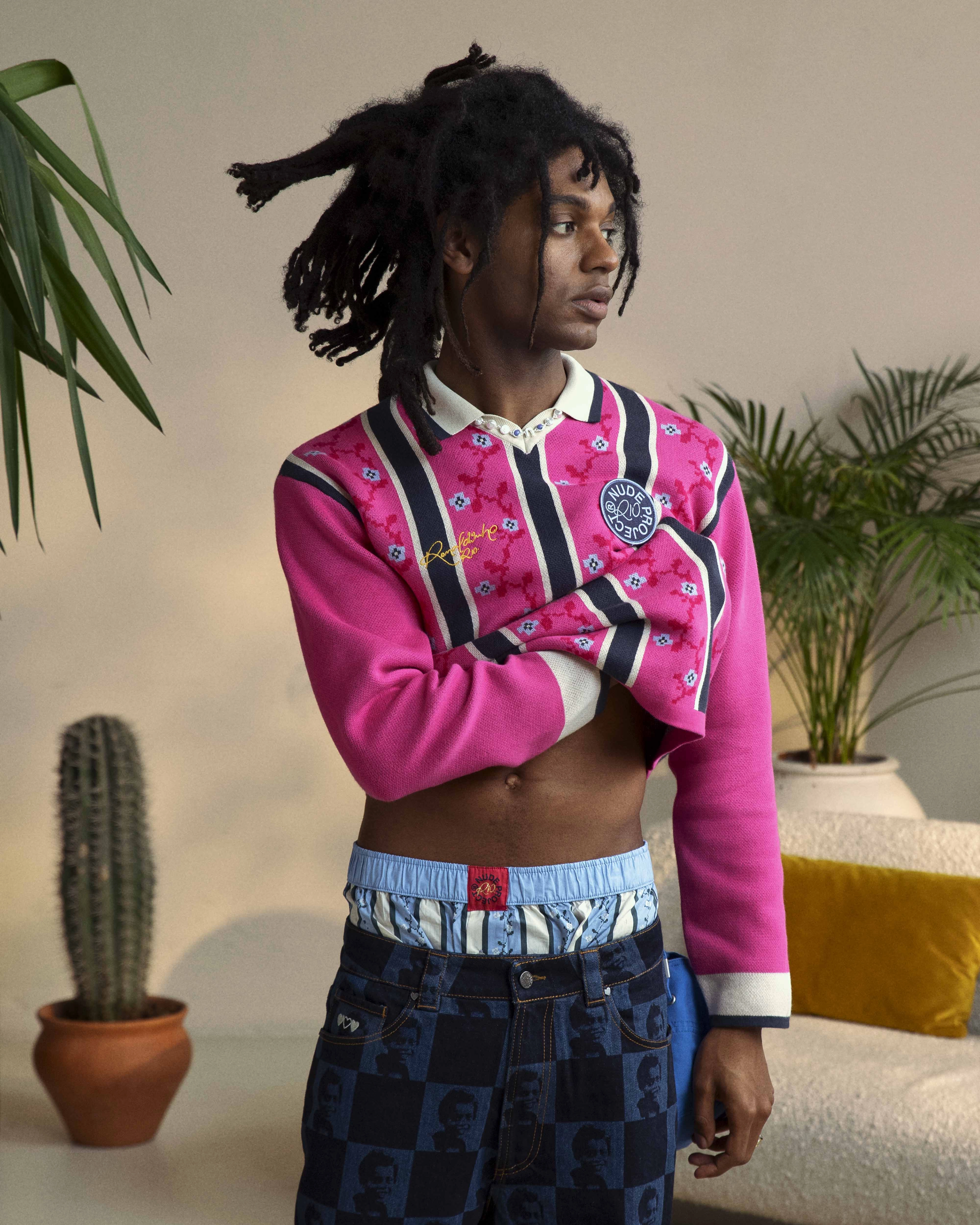 Rosel Football Polo Knit Pink