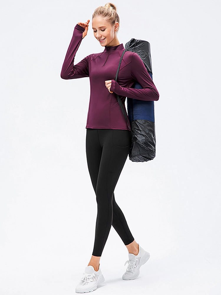Solid Color Yoga Long Sleeve Workout Top