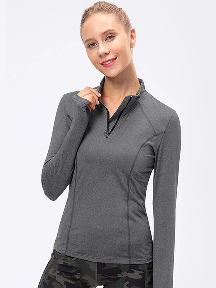 Solid Color Yoga Long Sleeve Workout Top