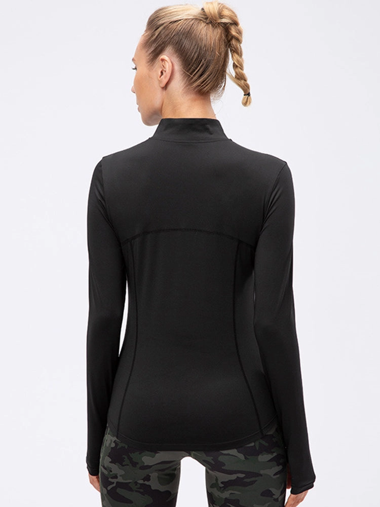 Solid Color Yoga Long Sleeve Workout Top