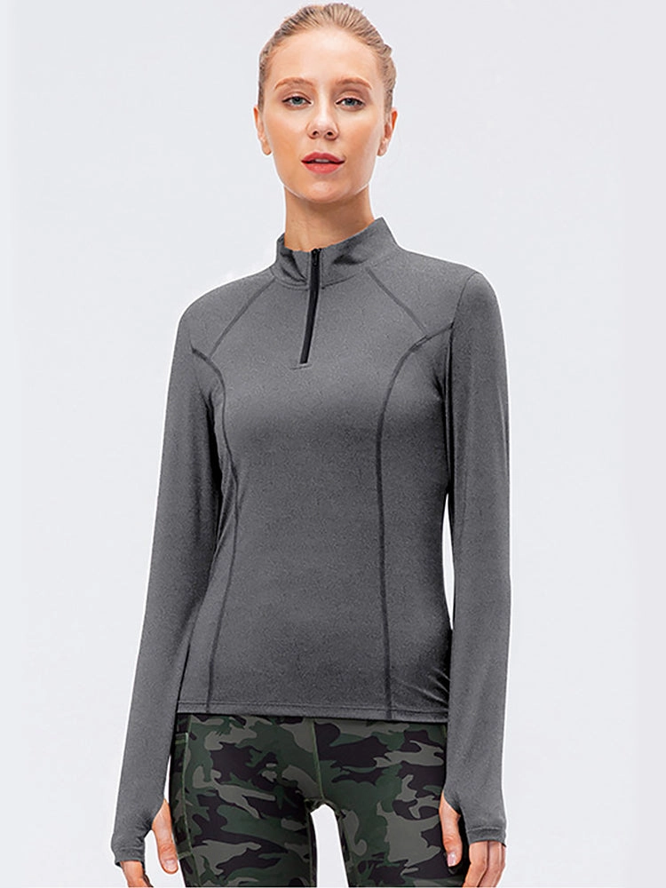 Solid Color Yoga Long Sleeve Workout Top