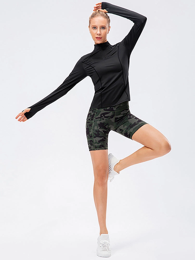 Solid Color Yoga Long Sleeve Workout Top