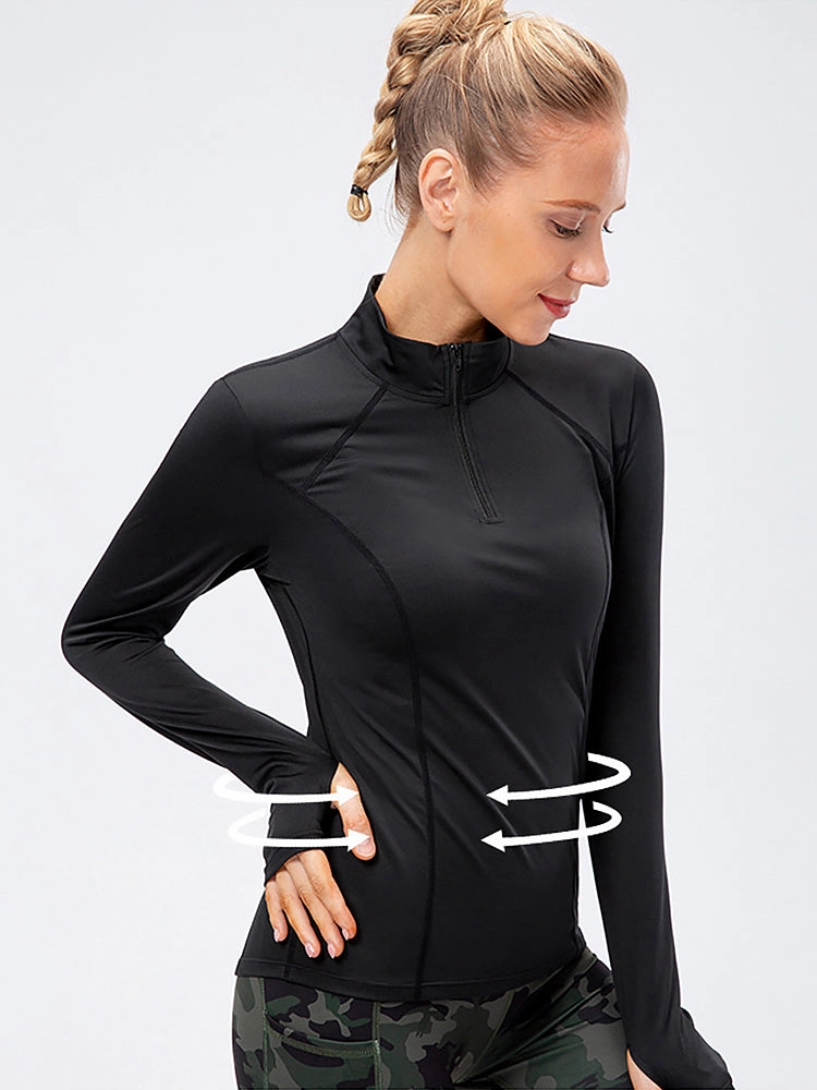 Solid Color Yoga Long Sleeve Workout Top