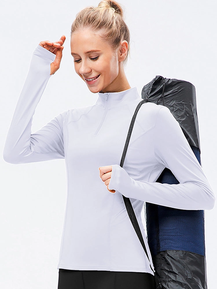 Solid Color Yoga Long Sleeve Workout Top