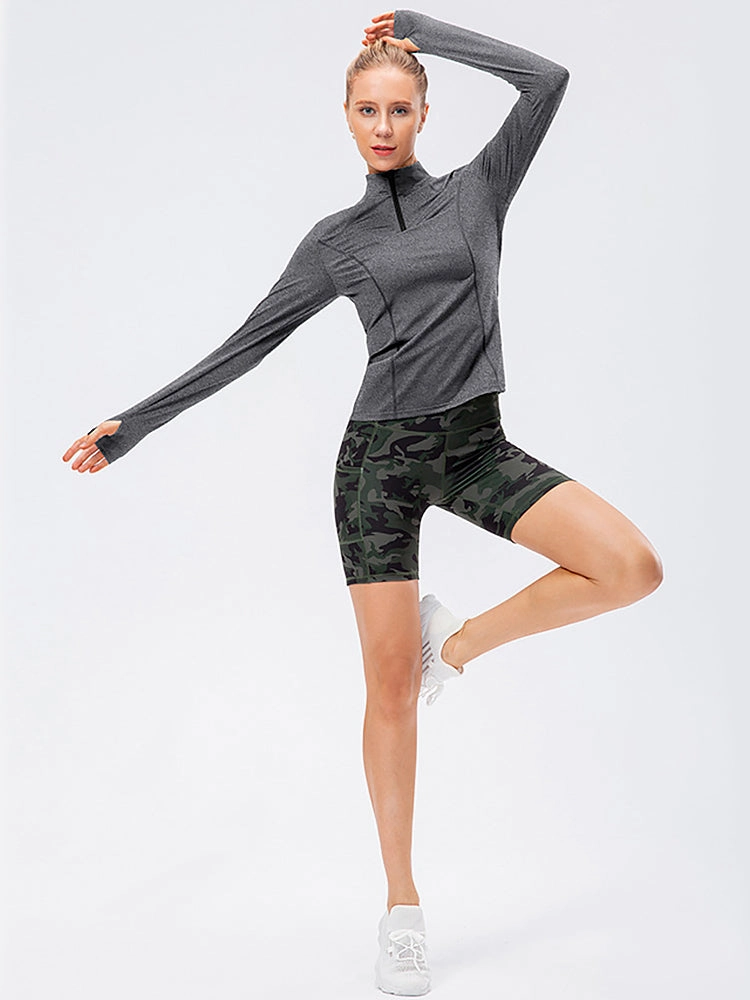 Solid Color Yoga Long Sleeve Workout Top