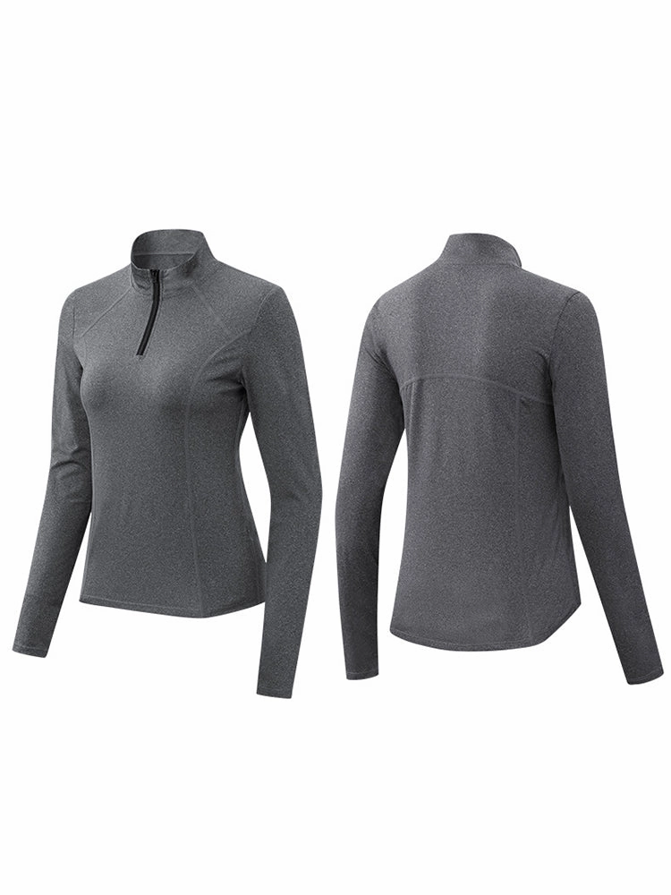 Solid Color Yoga Long Sleeve Workout Top