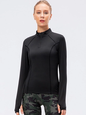 Solid Color Yoga Long Sleeve Workout Top