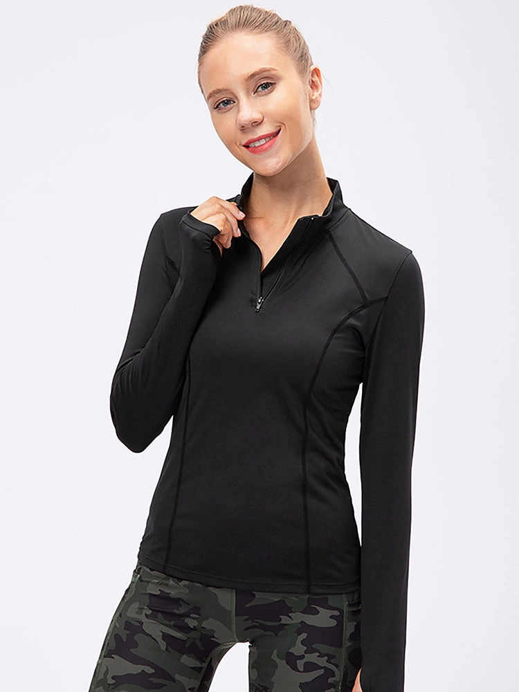 Solid Color Yoga Long Sleeve Workout Top