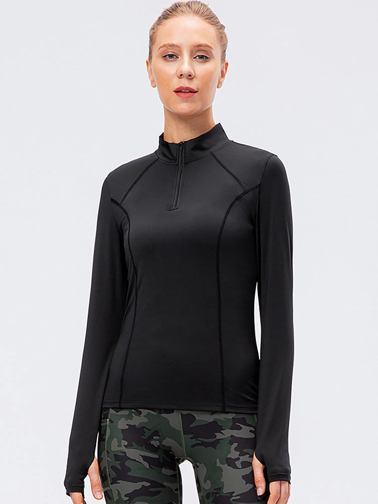 Solid Color Yoga Long Sleeve Workout Top