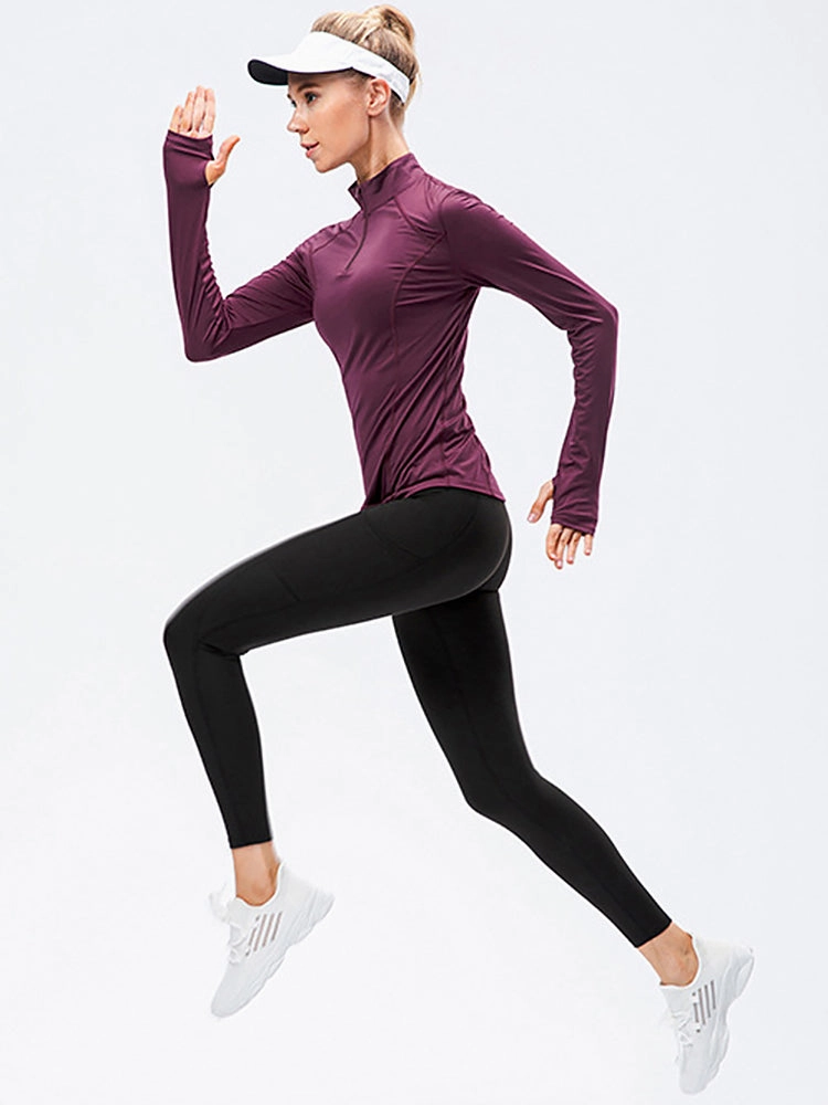 Solid Color Yoga Long Sleeve Workout Top