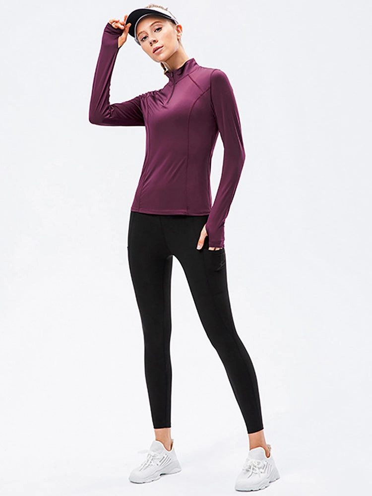 Solid Color Yoga Long Sleeve Workout Top