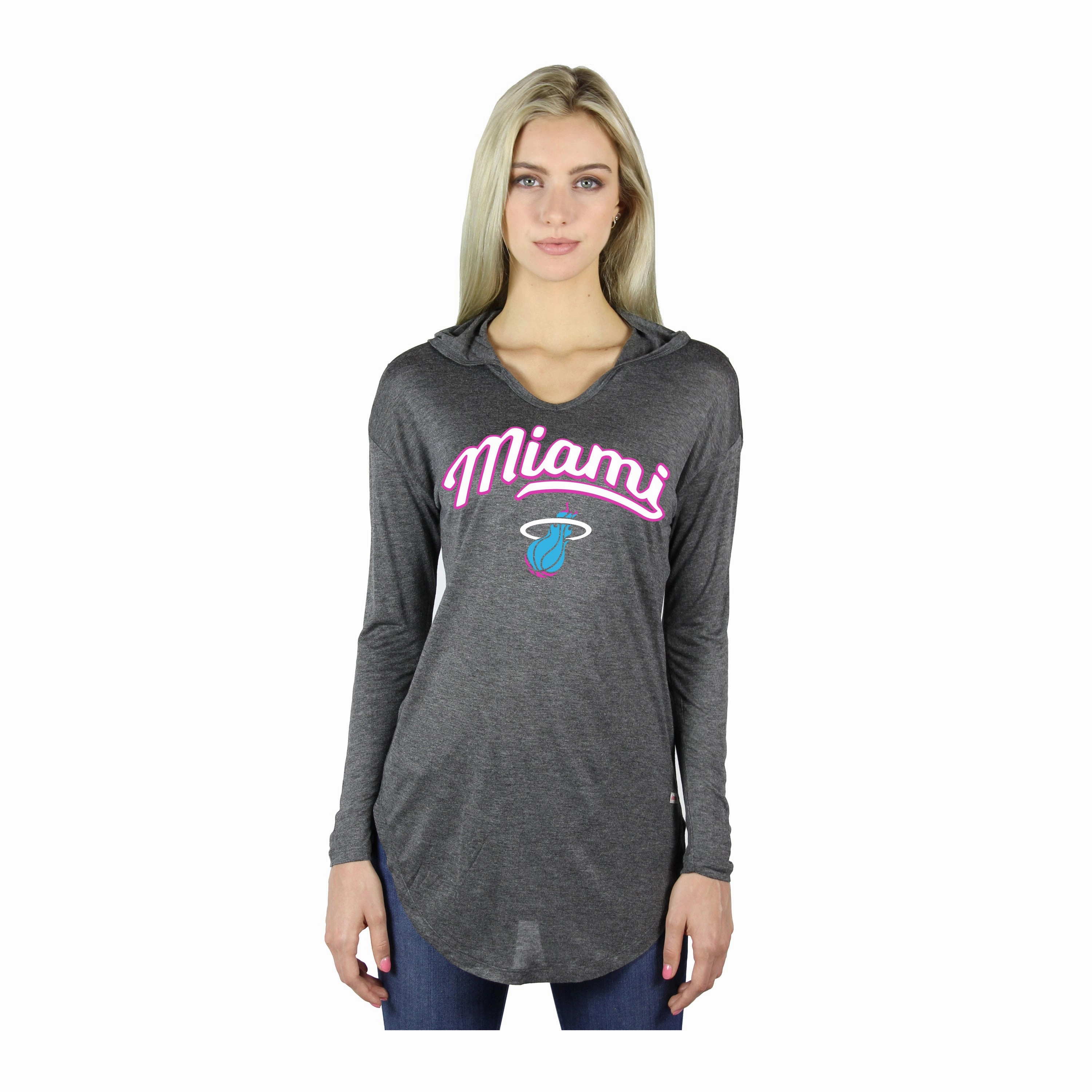 Sportiqe Miami HEAT Vice Nights Ladies Long Sleeve Sofia Hoodie Tee