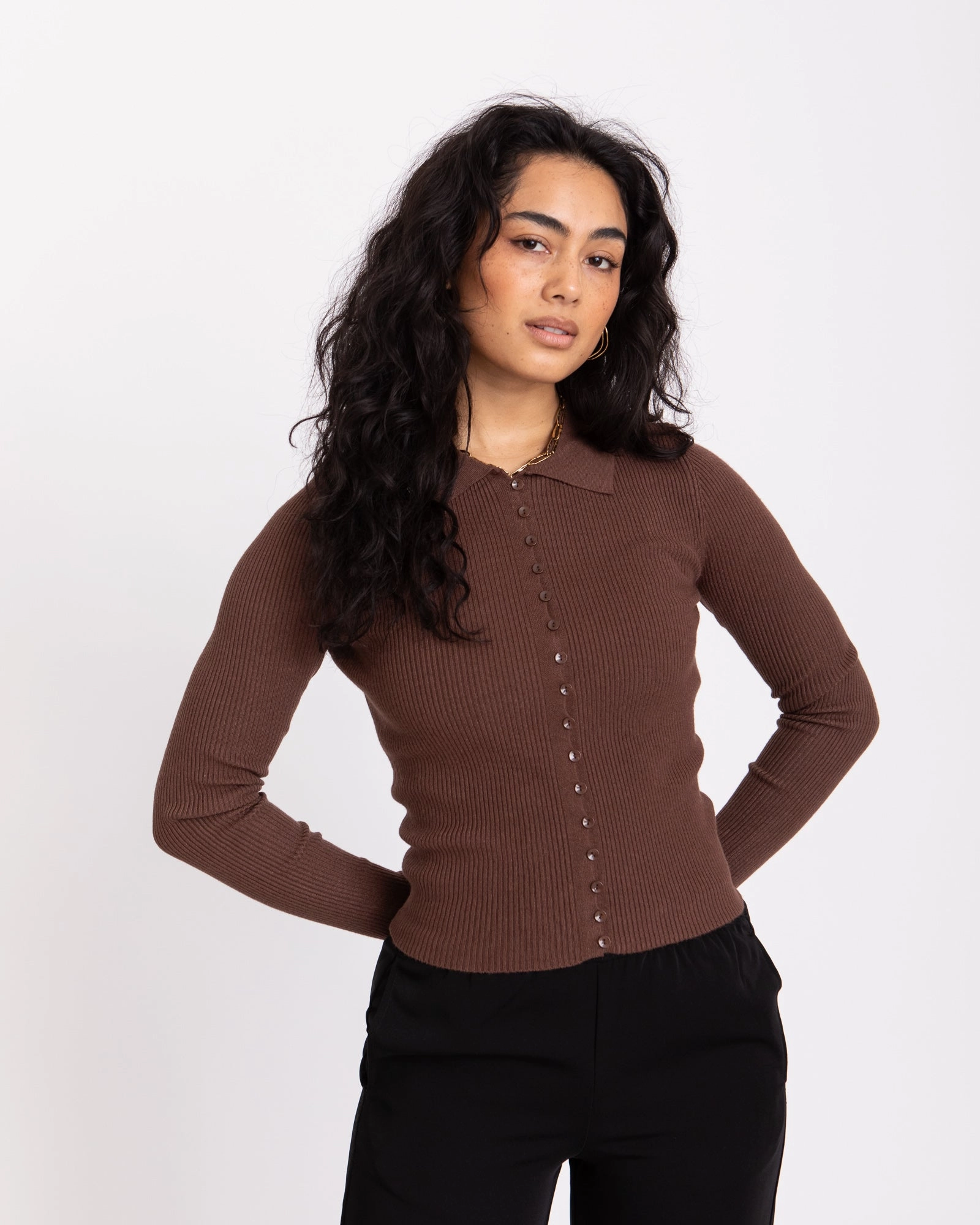 TILTIL Sisi Polo Knit Brown - NO