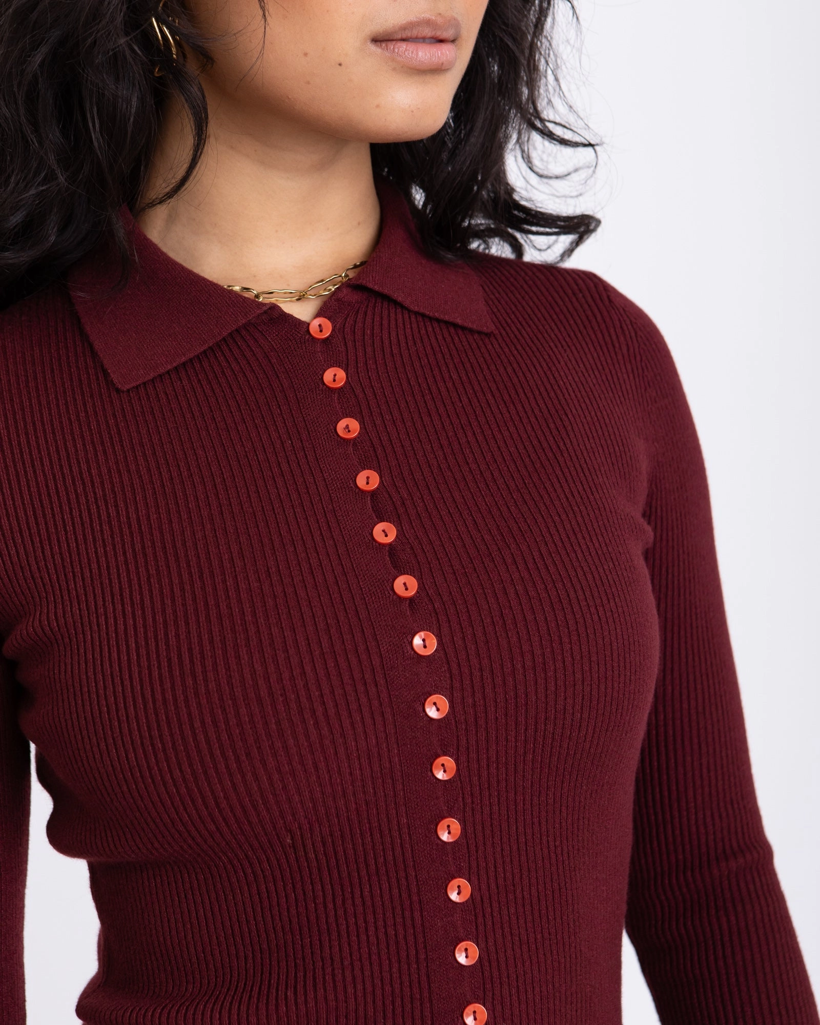TILTIL Sisi Polo Knit Burgundy - NO