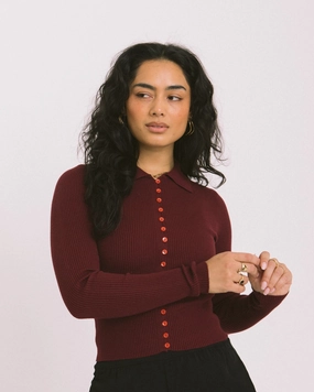 TILTIL Sisi Polo Knit Burgundy - NO