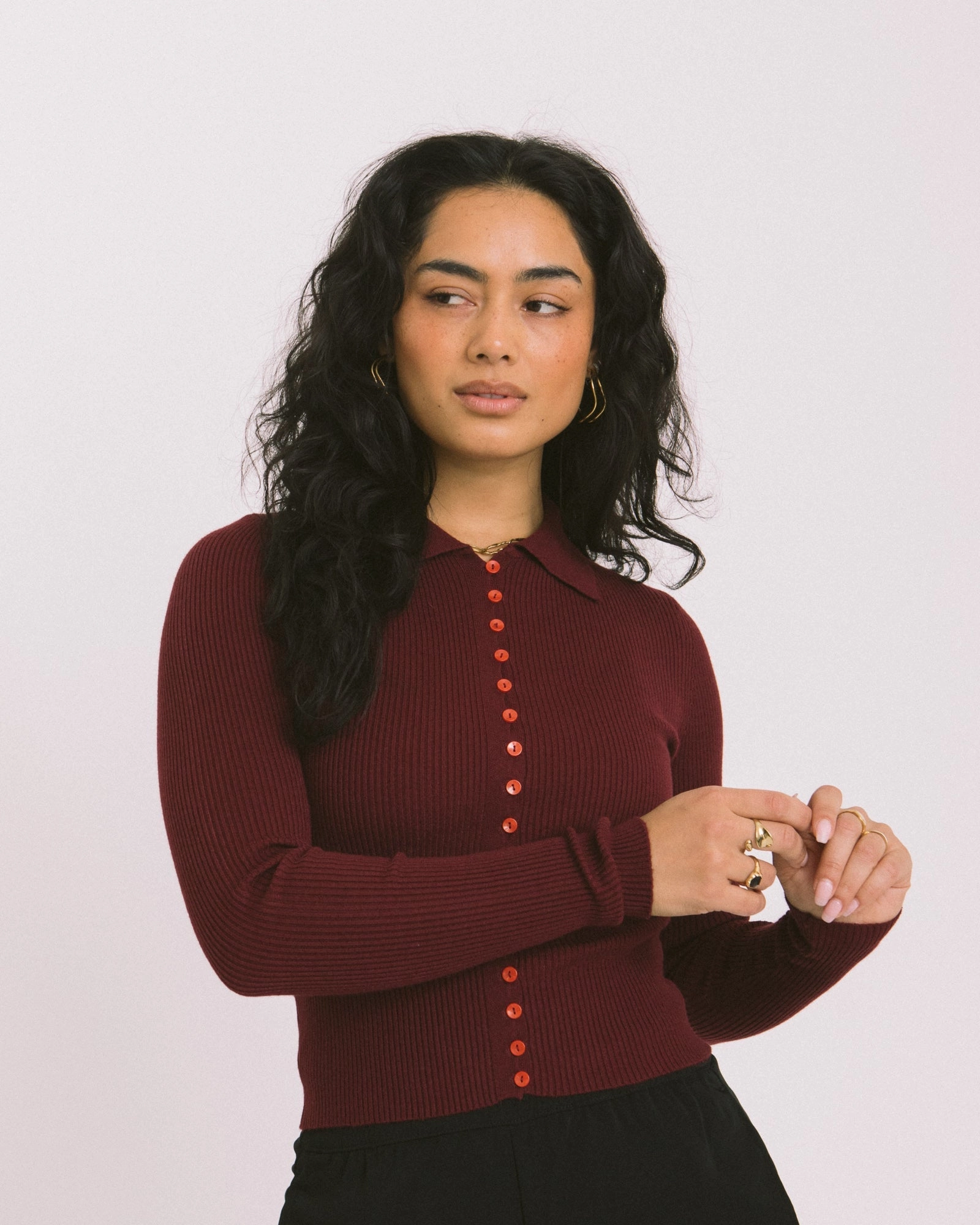 TILTIL Sisi Polo Knit Burgundy - NO