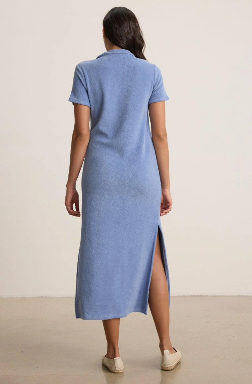 Velianne Blue Terry Polo Maxi Dress