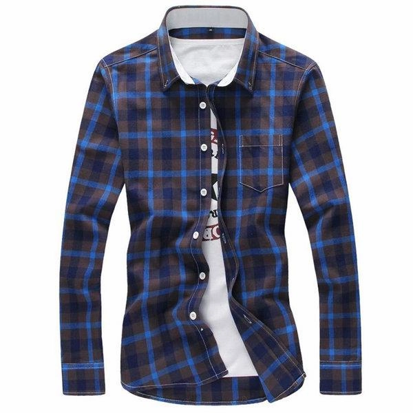 West Louis™ Plaid Turn-down Collar Shirt