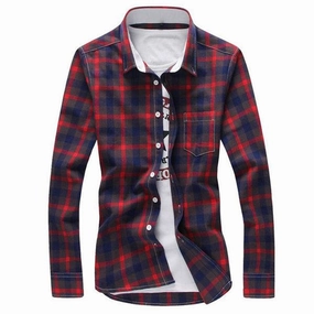 West Louis™ Plaid Turn-down Collar Shirt
