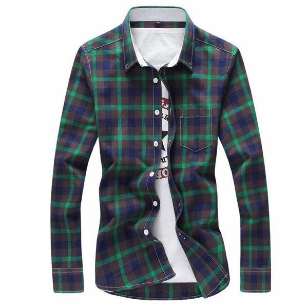 West Louis™ Plaid Turn-down Collar Shirt