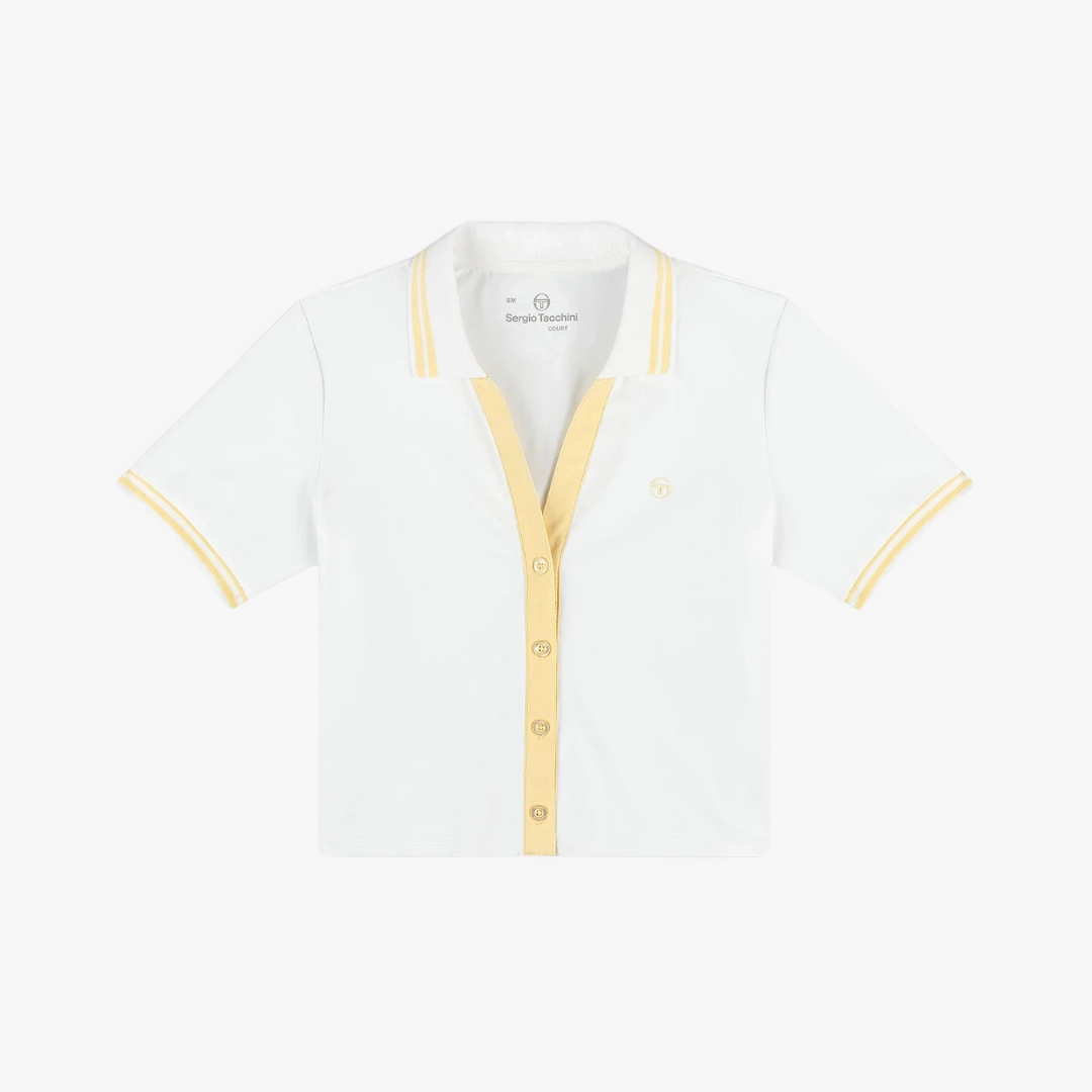 womens sergio tacchini idalia cropped polo (brilliant white)