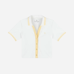 womens sergio tacchini idalia cropped polo (brilliant white)