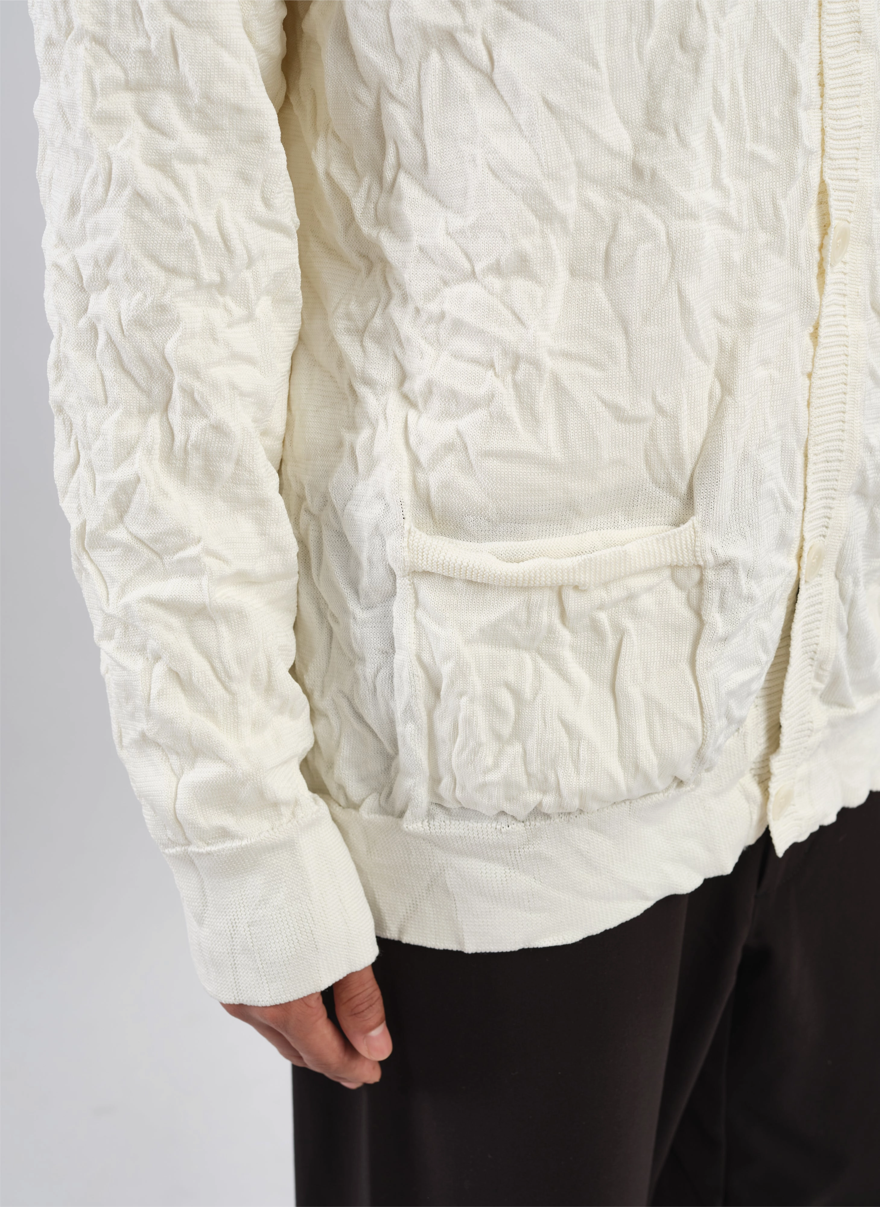 Wrinkle Polyester Dry Knit Cardigan