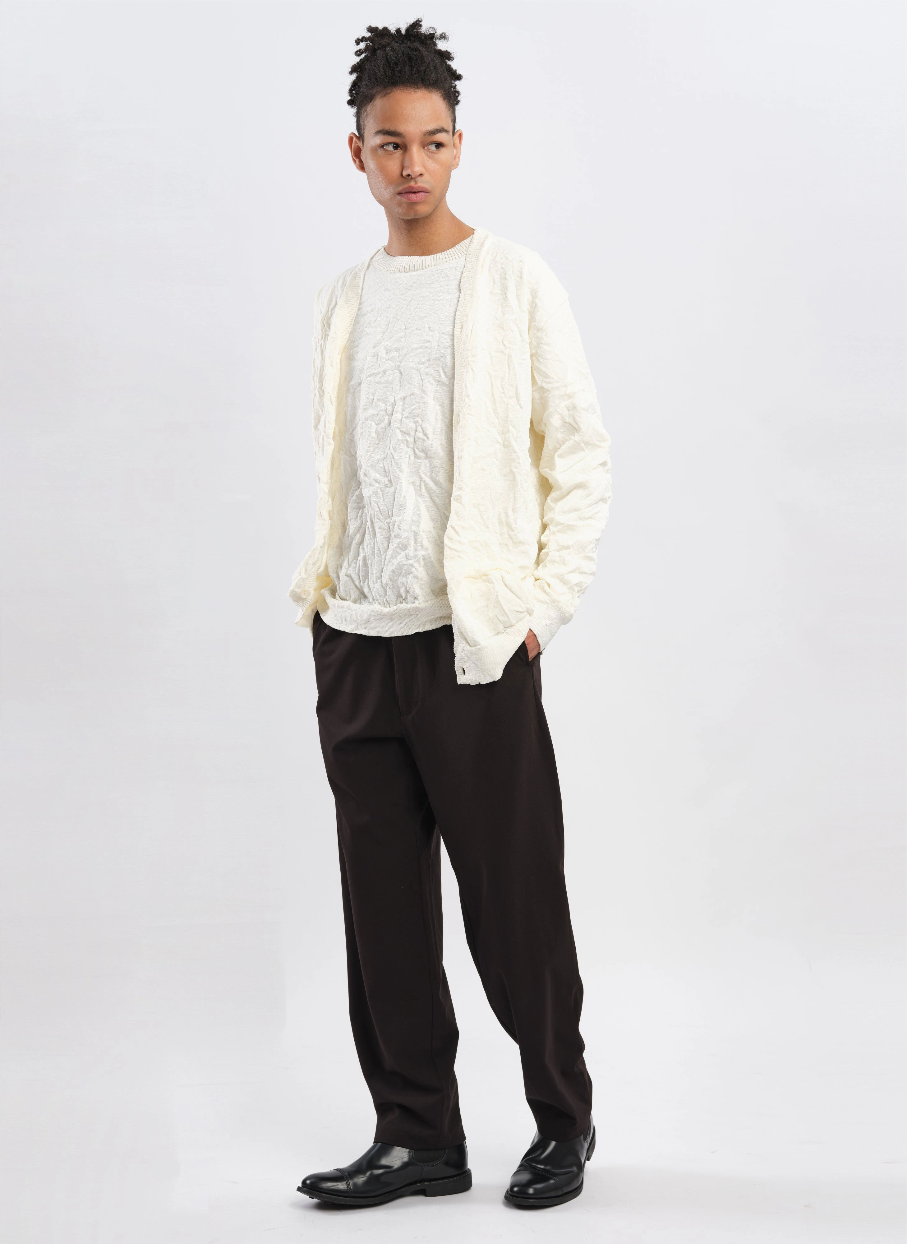 Wrinkle Polyester Dry Knit Cardigan