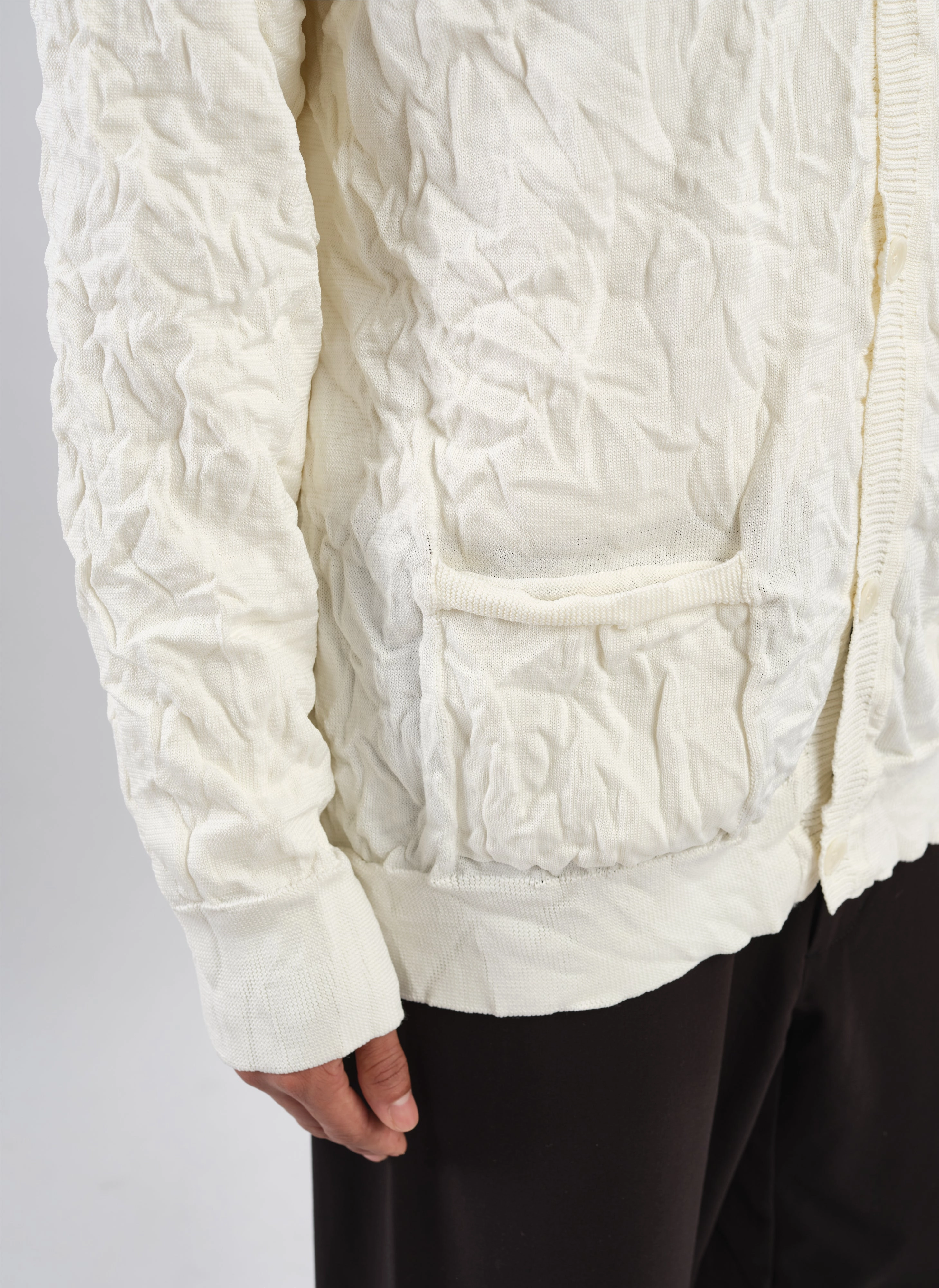 Wrinkle Polyester Dry Knit Cardigan