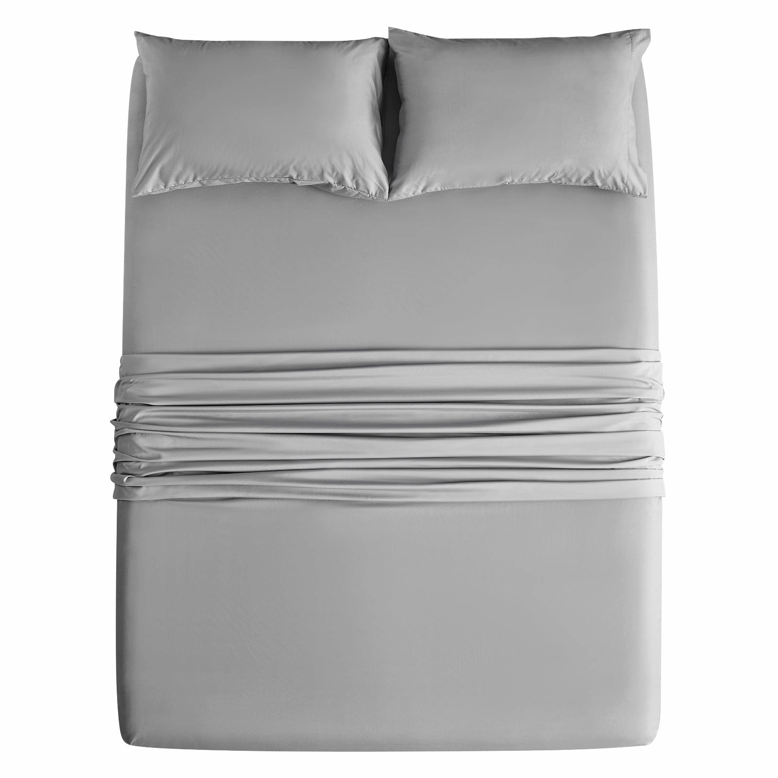 Z-hom Q045H152G 4 Piece Cooling Sheets 14" Deep Pocket & Pillowcase Sets, Light Gray, Queen