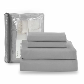 Z-hom Q045H152G 4 Piece Cooling Sheets 14" Deep Pocket & Pillowcase Sets, Light Gray, Queen